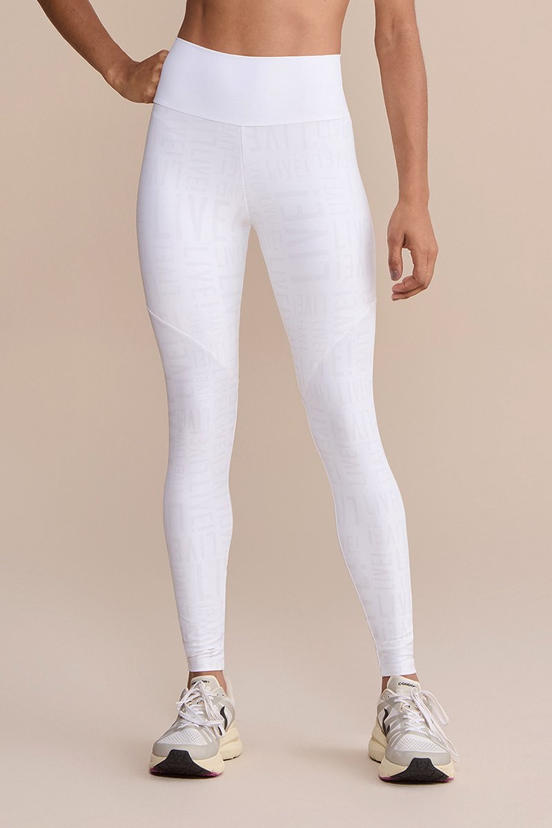 Calça Legging Fitness Live! Sense Pro Reflex Branca