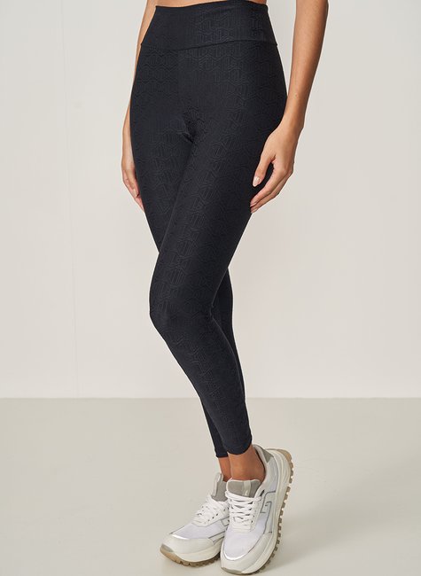 Calça Legging Fitness Colcci Sport Jacquard Preto