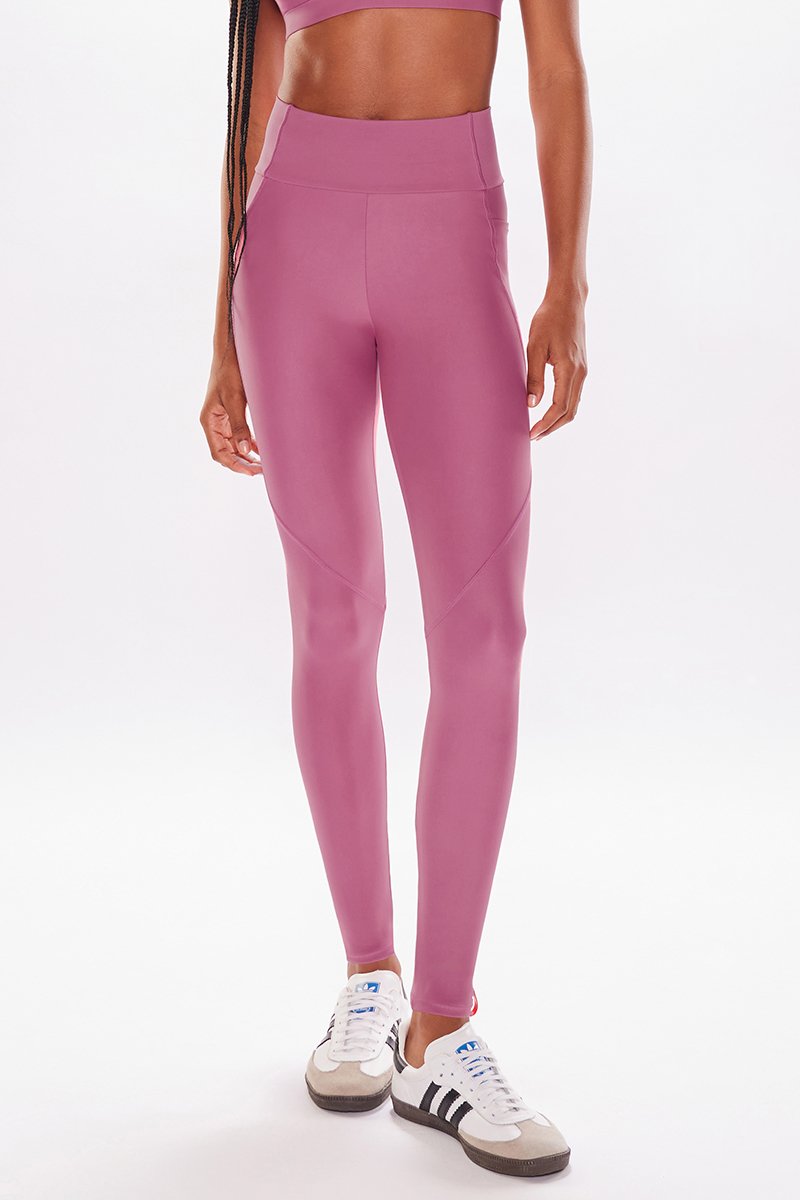 Calça Legging Body For Sure Recortes Bolso Mom Rosa