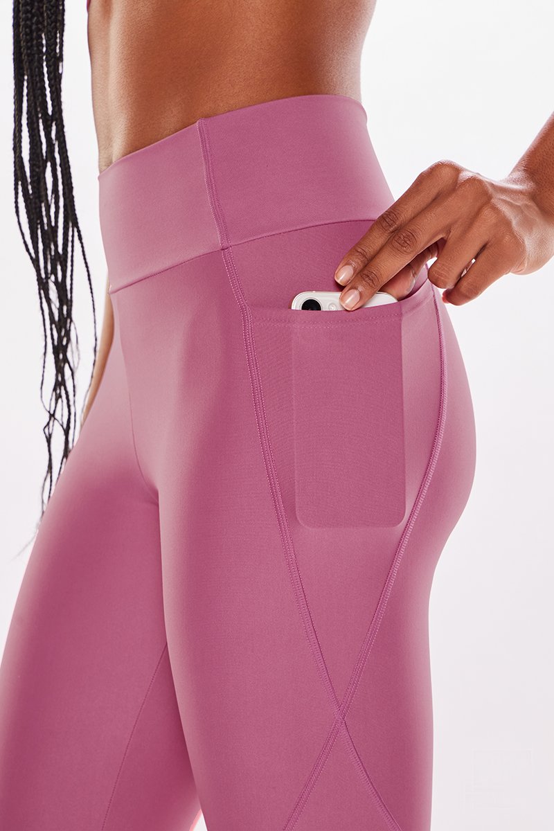Calça Legging Body For Sure Recortes Bolso Mom Rosa