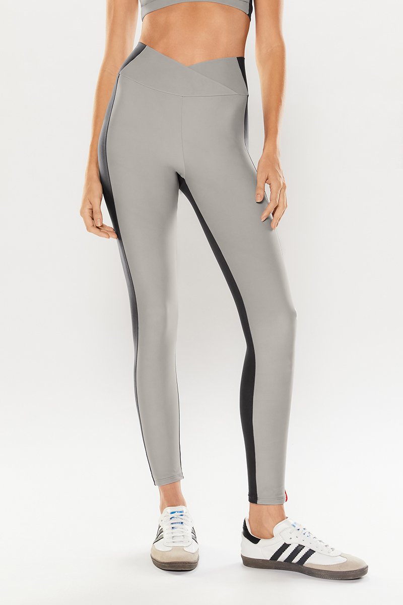 Calça Legging Body For Sure Bicolor Lisa Stone Cinza