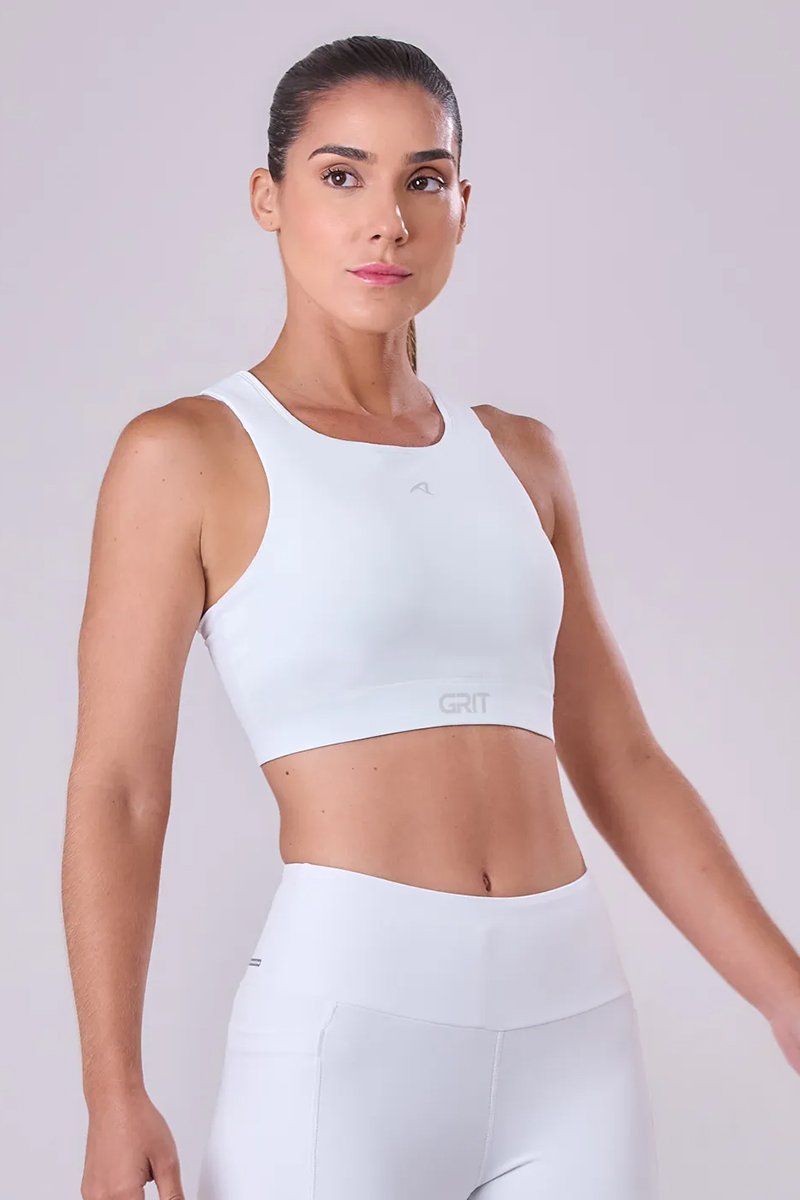 Top Corrida Authen Grit Bossa Nadador Bolso Ajustável Branco